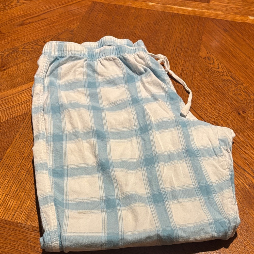 Eddie Bauer Light Blue and White Plaid Sleepwear Pants